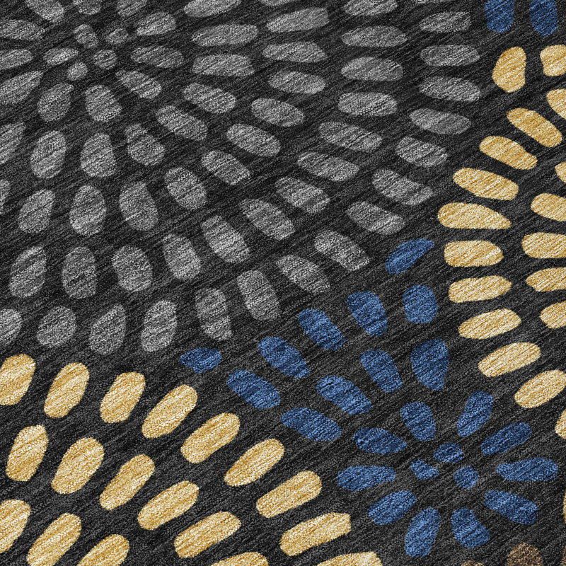 Tapis géométrique intérieur / extérieur lavable à la machine Chantille ACN2492, 2 pi 6 po x 3 pi 10 po, Noir