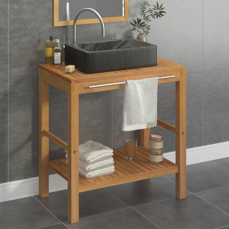 Kilmarnock 740mm Single Bathroom Vanity with Vessel Marble Basin, Black