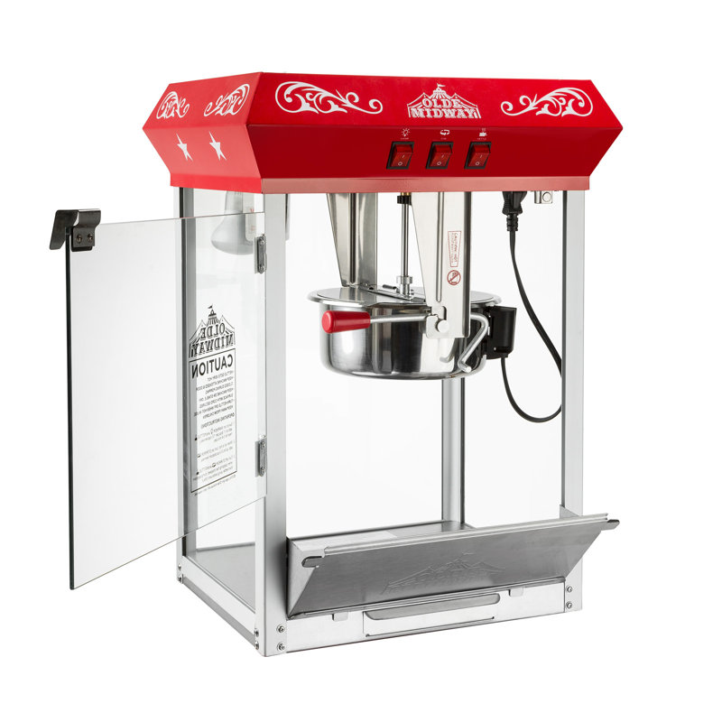 Olde Midway 8 Oz. Tabletop Popcorn Machine, Popcorn Machine Stand / Cart, Red