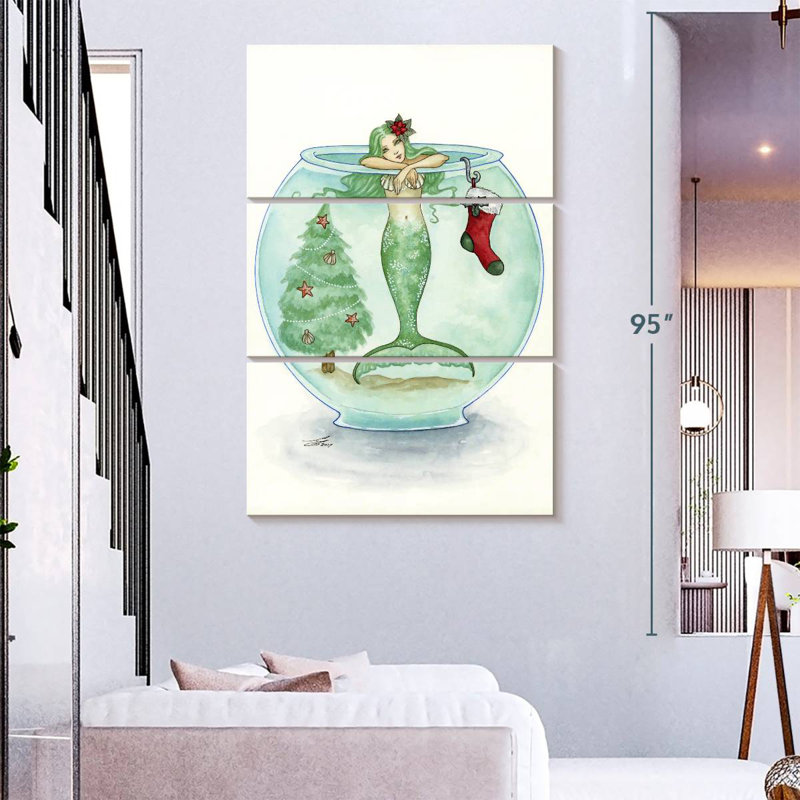 Kelan sirène en attente du père Noël, H 74 po x l 48 po