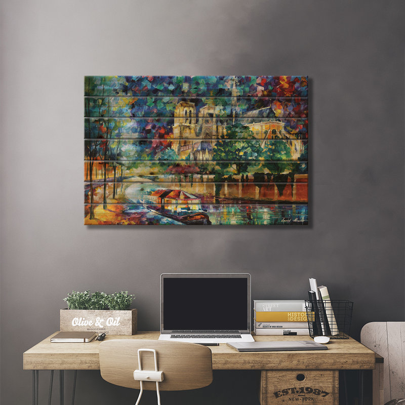 Rivière de Paris par Leonid Afremov, H 18 po x l 26 po x P 1,5 po