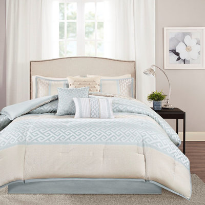 7 Piece Bedding For King - , Machine Washable Includes Comforter, Shams, Pillows, Bed Skirt Elegant Comforter Ensemble And Steam Decorative Pillows