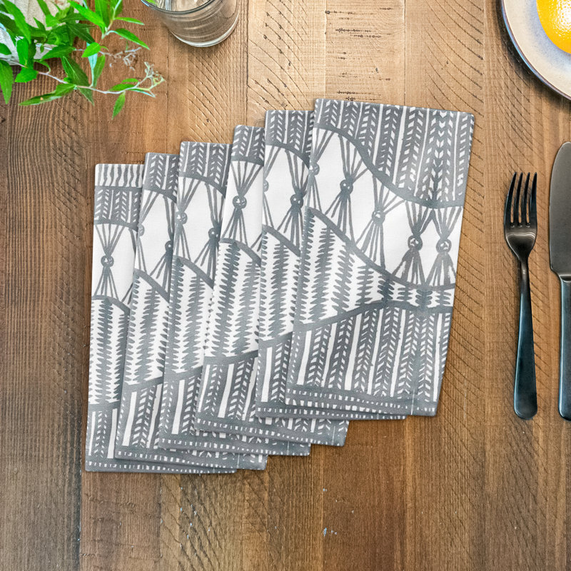 Cotton Twill Abstract Rectangle Napkin, Blue