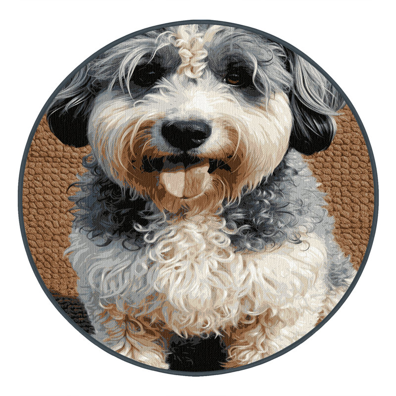 Washable Barbet Dogs Area Rug, Runner 2' x 4'