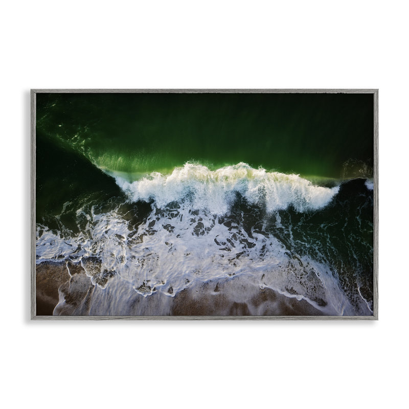 Deep Green Wave Splash  Framed Giclee Art by Rick Berk, Farmhouse Gray Framed Giclee, 20'' H x 30'' W