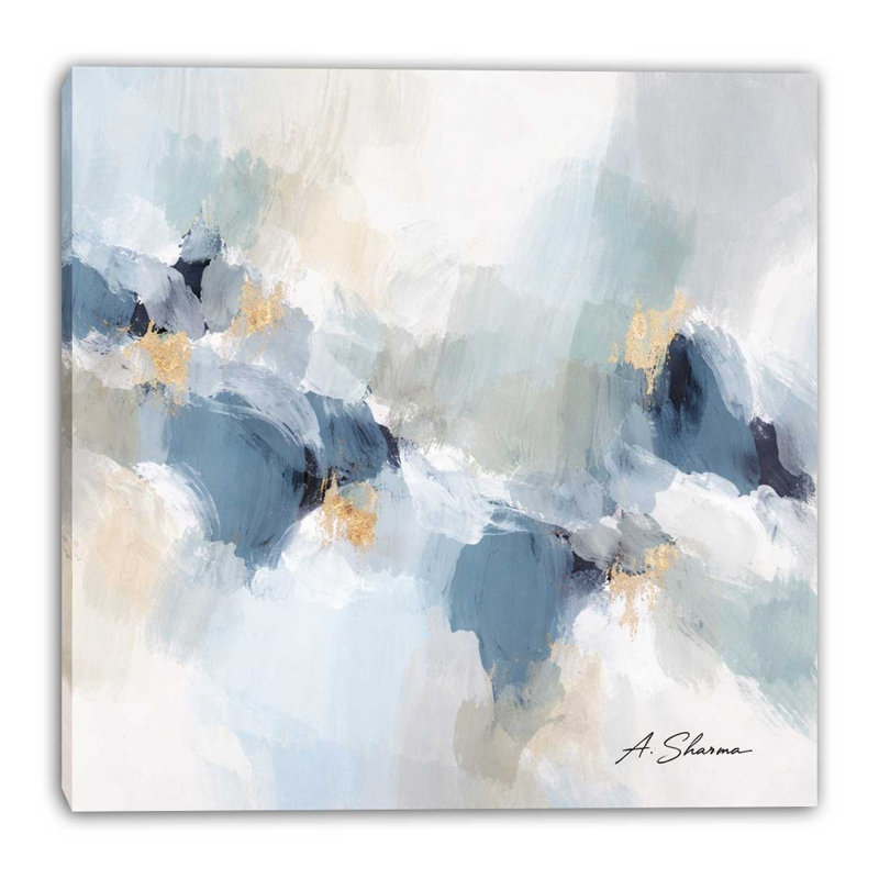 Art mural sur toile indigo, L 36 po x H 24 po x P 1,5 po