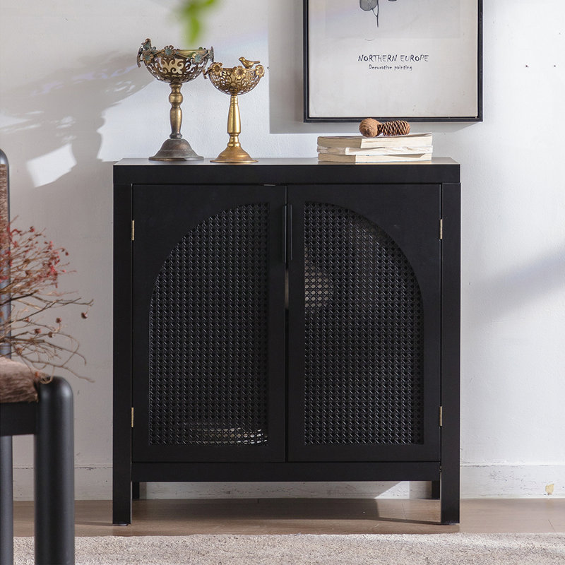 Armoire décorative noire avec portes, armoires buffet avec rangement, tablette réglable, armoire de rangement étroite Credenzas de 29 pouces pour le salon, l'entrée et la cuisine