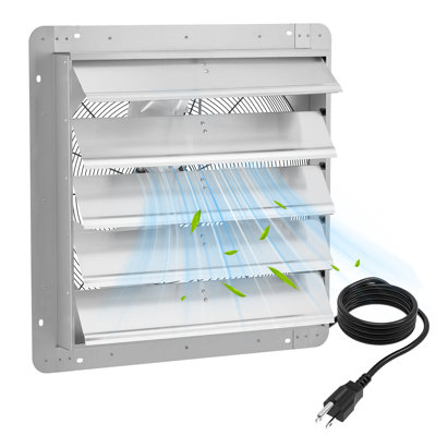 Powerful Industrial Shutter Exhaust Fan – 24 Inch High-Performance, 3500 CFM – Quiet Wall Mounted Ventilation – Rust-Proof Aluminum Blades & Shutters – Automatic Operation – 5ft Power Cord