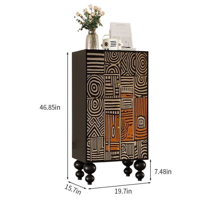 Commode d'appoint en bois de frêne à 5 tiroirs Black Line