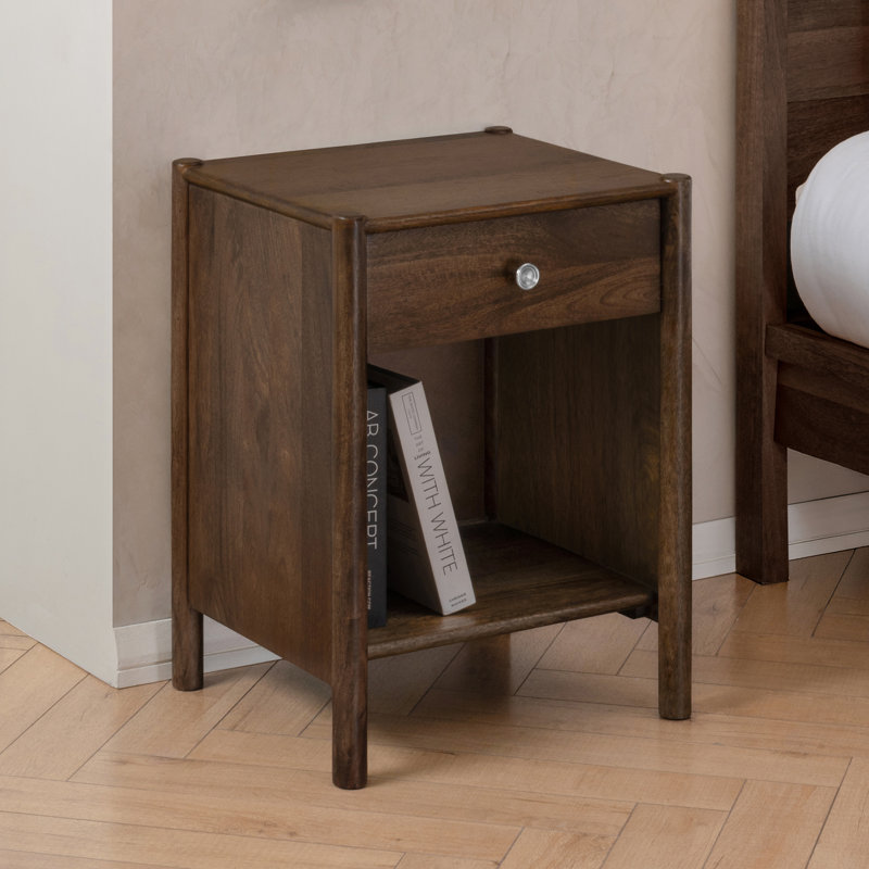 Pablo Solid Wood Nightstand, Hazel Brown