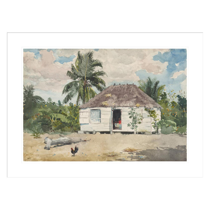 «Native Huts Nassau» par Winslow Homer, impression giclée sur cadre, H 22,33 po x l 29,5 po