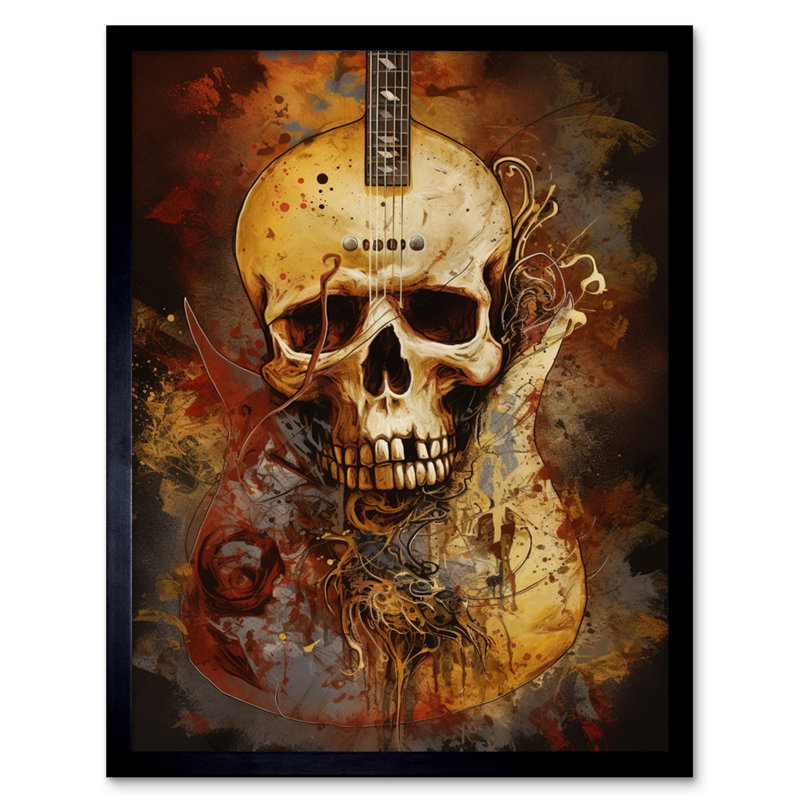 Skull Electric Guitar Death Metal Music - Single Picture Frame Print