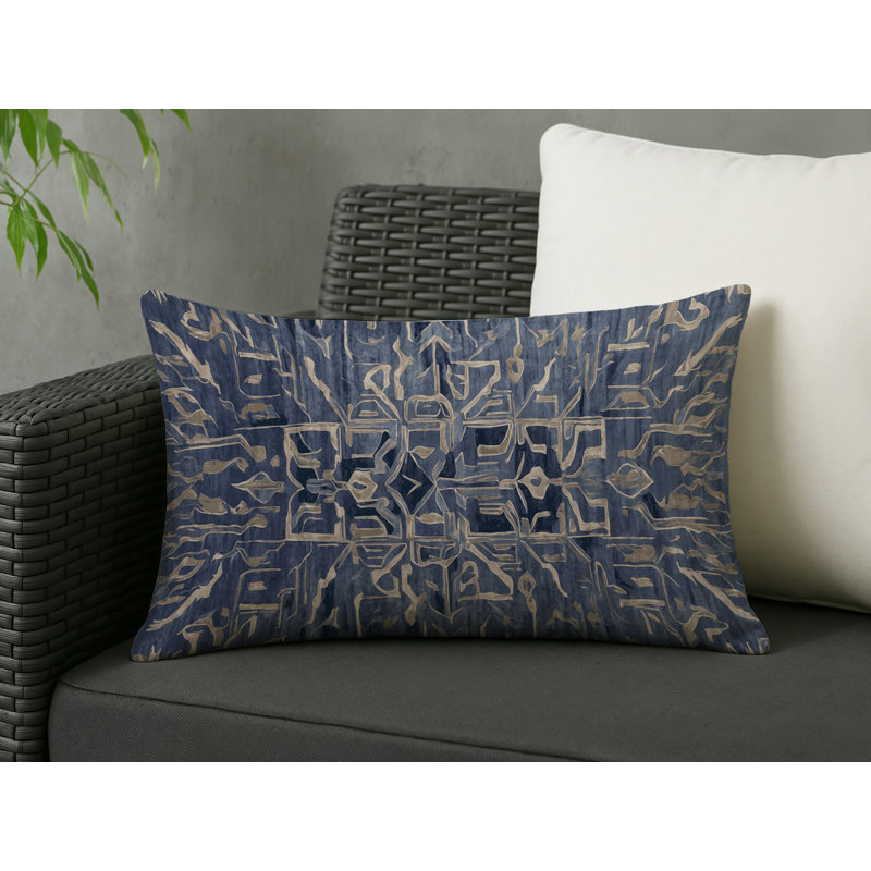 Coussin décoratif intérieur et extérieur Modern, Gris géométrique 6, Rectangle H 25 po x l 18 po