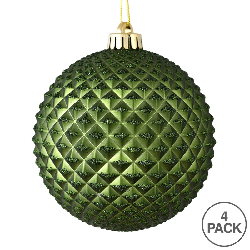 Ornement boule Durian Glitter, Vert mousse