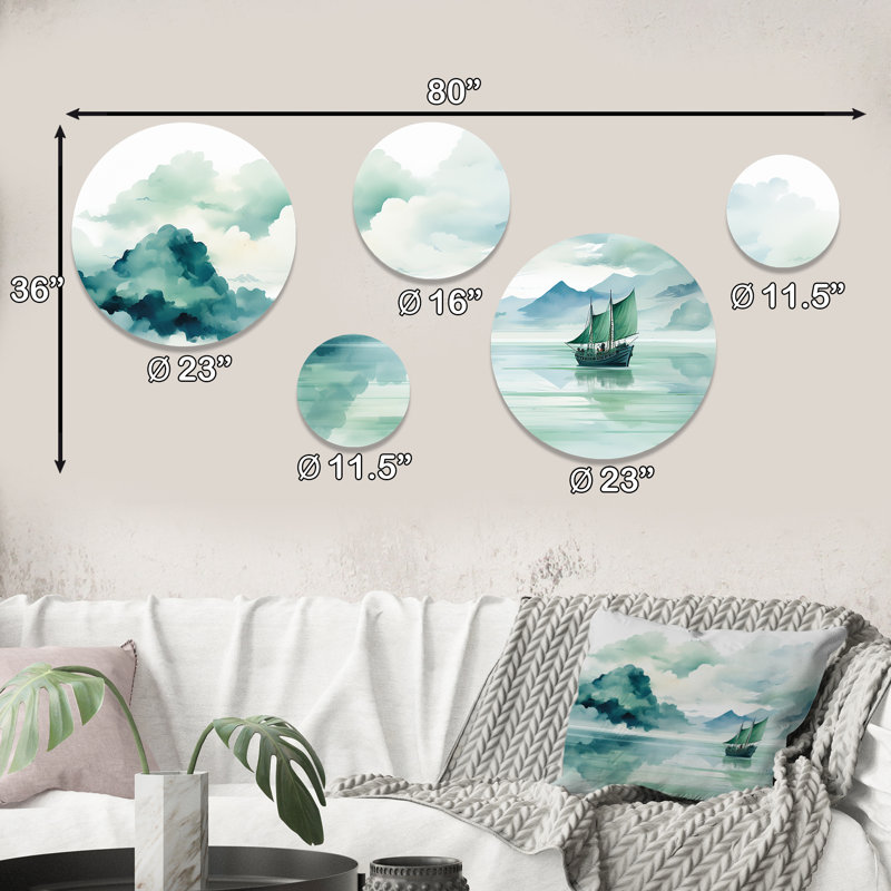 Chine, rivière Yangtze - ensemble d'art mural rond en porcelaine de Chine 5