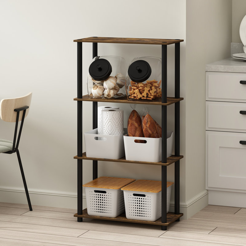 Johnston Plastic Etagere Bookcase, Amber Pine/Black