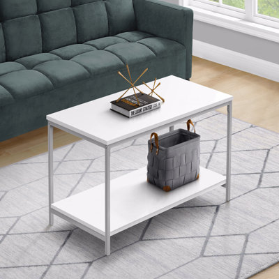 Contemporary Modern Rectangular Accent Cocktail Coffee Table 40"L White Laminate Grey Metal