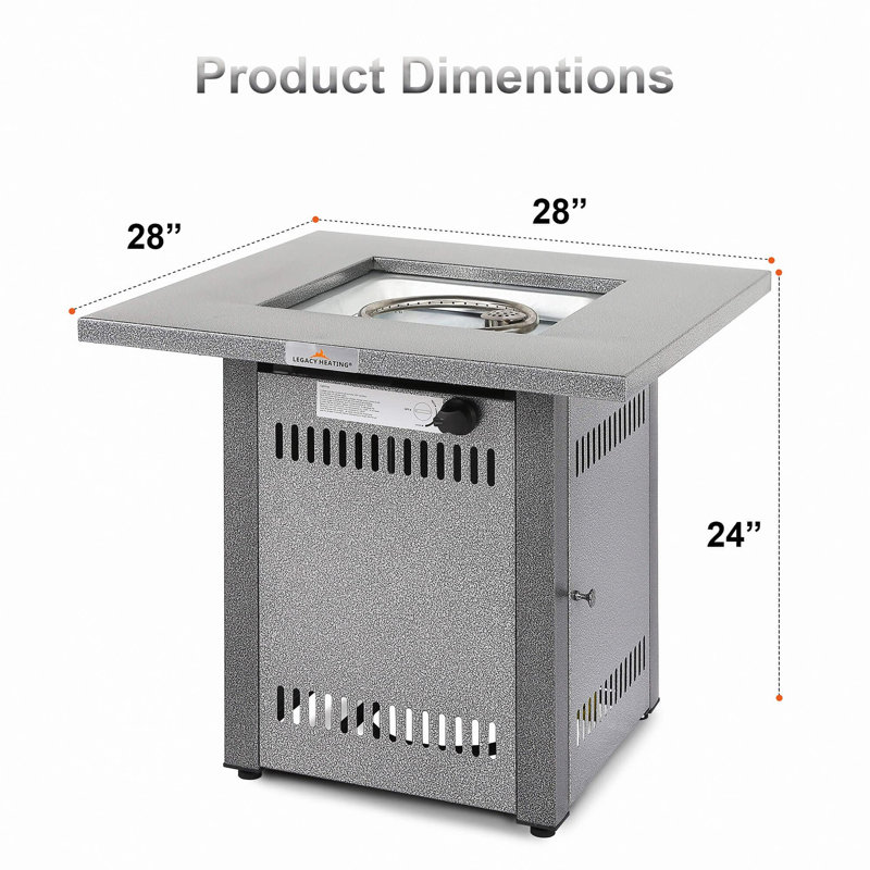 28" 50000 BTU Silver Outdoor Propane Gas Fire Pit Table, Outdside Patio Firepits Fireplace Dinning Tables With Lid & Lava Rock, 2-In-1 Firepit Table For Courtyard/Patio/Balcony
