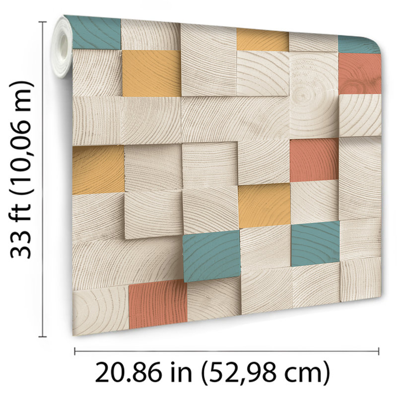 Papier peint blocs de bois, Multi