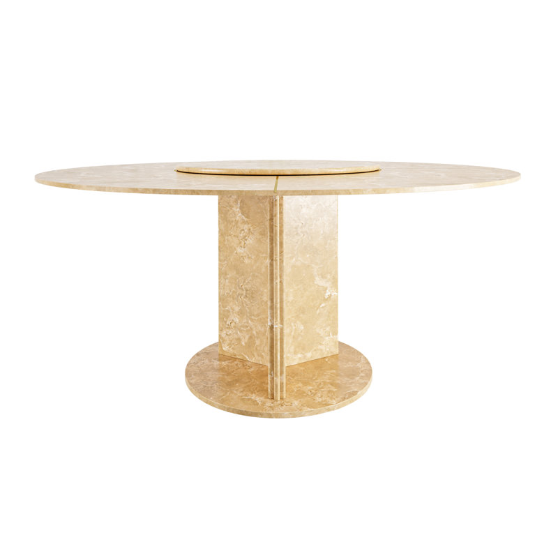 Maximo Round Marble Dining Table, Polished Domani Beige