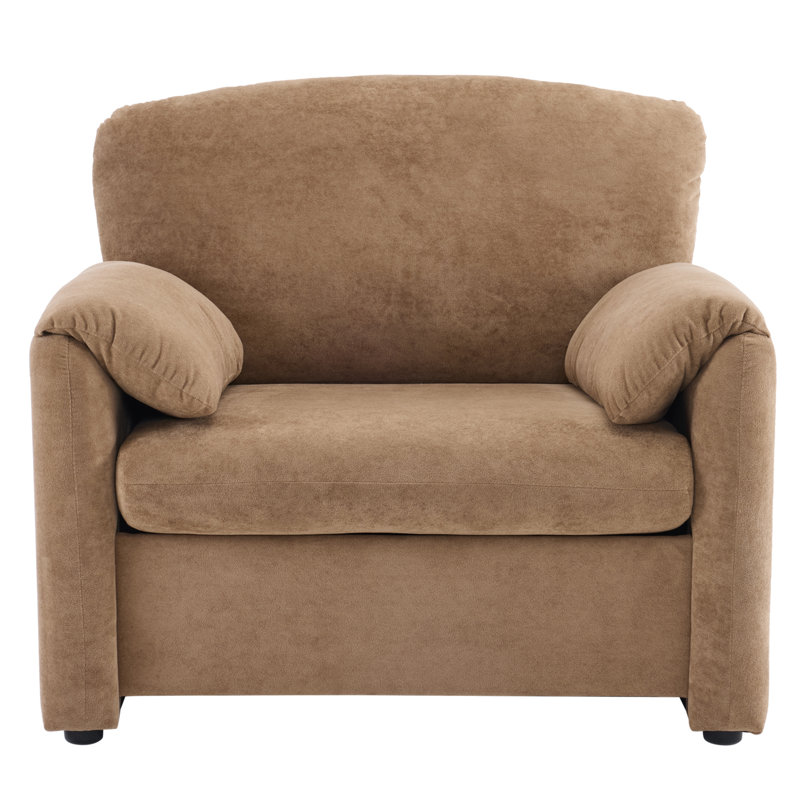 Armchair Single Sofa For Living Room, Brown Chenille