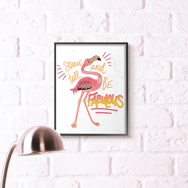 «Be Fabulous Flamingo Animal Pink Inspirational Word Design», impression, H 30 po x l 24 po, Giclée encadrée noir minuit