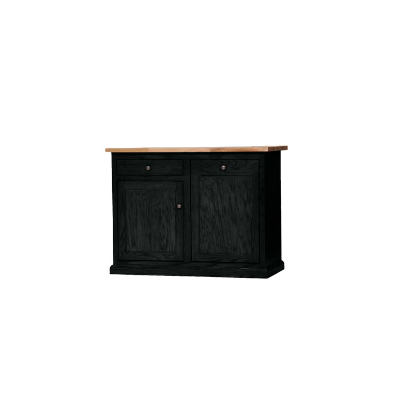 Traditional Oak 48" Solid Wood Kicthen Island with trash bin compartment, Black