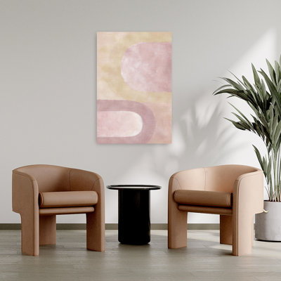 Soft Pink Shapes Abstract Wall Art Print 1 Piece Wrapped Canvas Wall Art