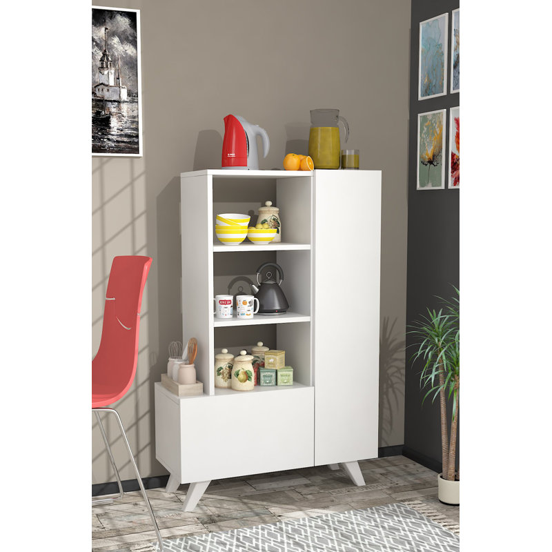Stylish Multi-Purpose Cabinet, White, 31.5 x 47.6 x 12.4 inches | 100% Melamine Coated Particle Board, Thickness: 0.7 inches | Numerous Shelves, Wall-Mountable Design | Modern & Versatile Storage Solution for Home & Office