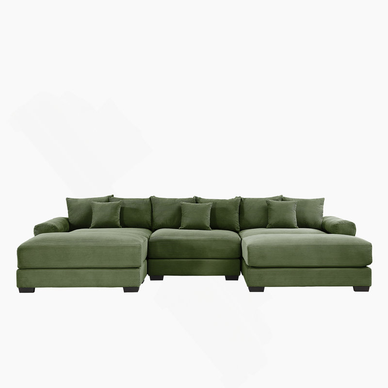 Canapé modulaire surdimensionné 130 po Cloud, Velours côtelé vert