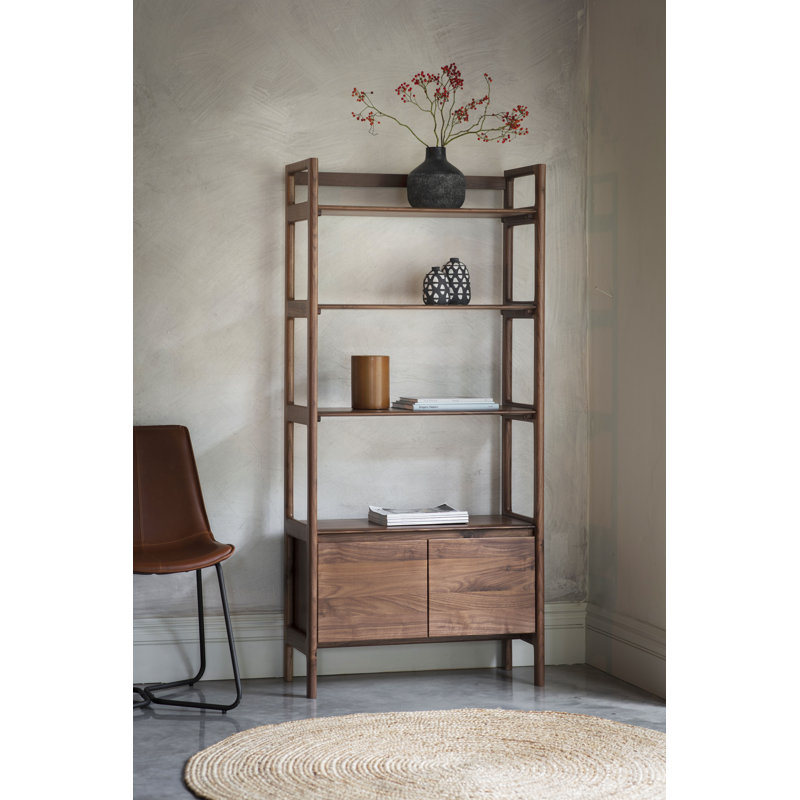 Joe 172.5 cm H x 80 cm W Solid Wood Etagere Bookcase, Walnut