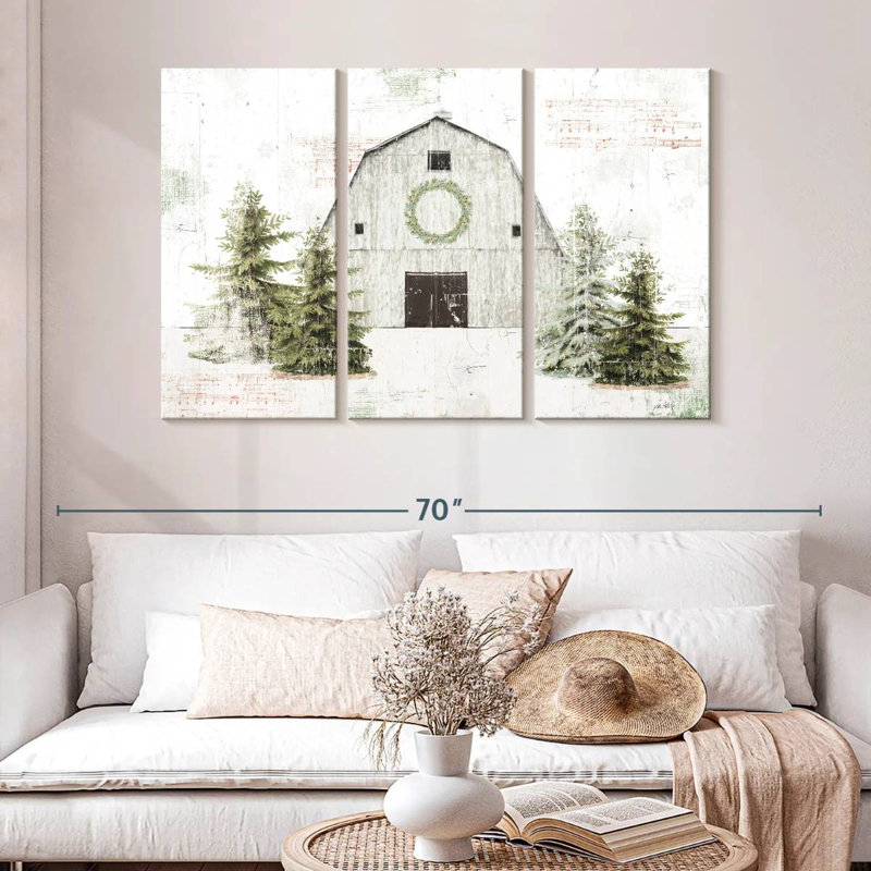 Lilie Wooded Holiday Barn, H 32 po x l 50 po