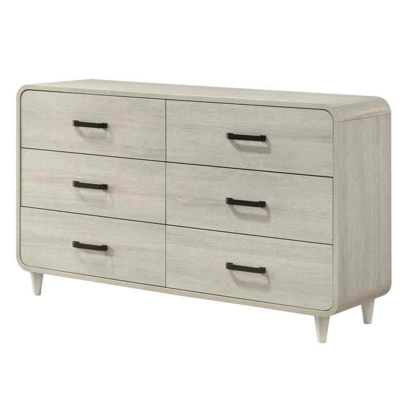 Ensemble de commode 2 miroirs Meni, 6 tiroirs, blanc scandinave