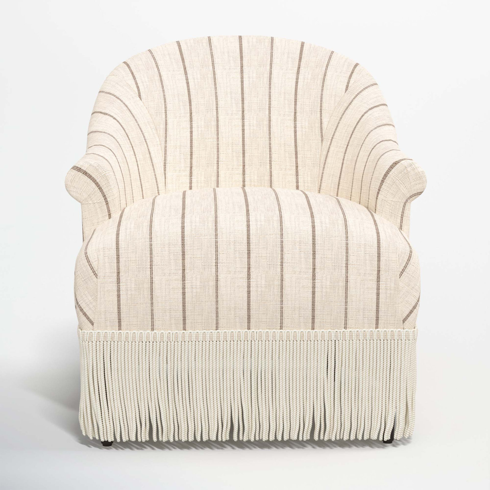Callie Barrel Chair, Fritz Charcoal Stripe, Ivory