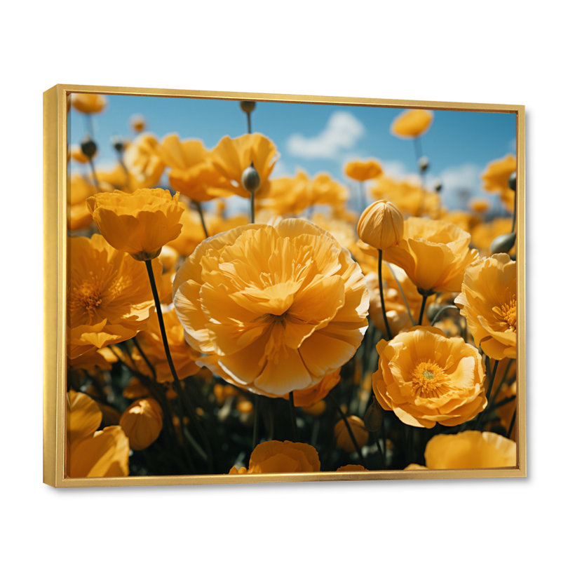«Yellow Buttercups Field Vibrant II», reproduction d'art sur toile, H 32 po x l 24 po x P 1 po, Or