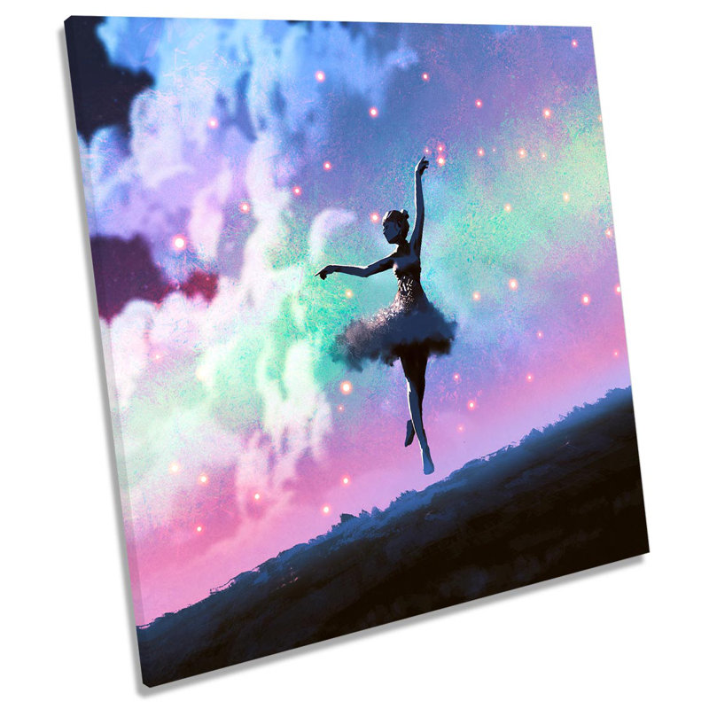 Z6006 Ballerina Dance Fantasy Sky Picture - Wrapped Canvas Print, 60cm H x 60cm W x 2cm D