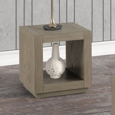 1Pc Square End Table With Open Bottom Shelf, Drink Table