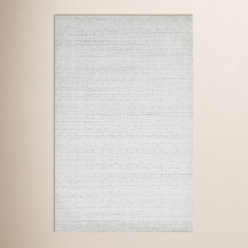 Tapis en laine / viscose / coton tissé à la main en albâtre, Rectangle 6 pi x 9 pi