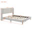 Grand lit plateforme en velours côtelé avec pieds en métal - beige et beige élégant. Contreplaqué conçu pour la durabilité. Rempli de mousse. Pas de sommier tapissier. Assemblage simple. 83,1 po x 65,7 po x 42,5 po-406150041