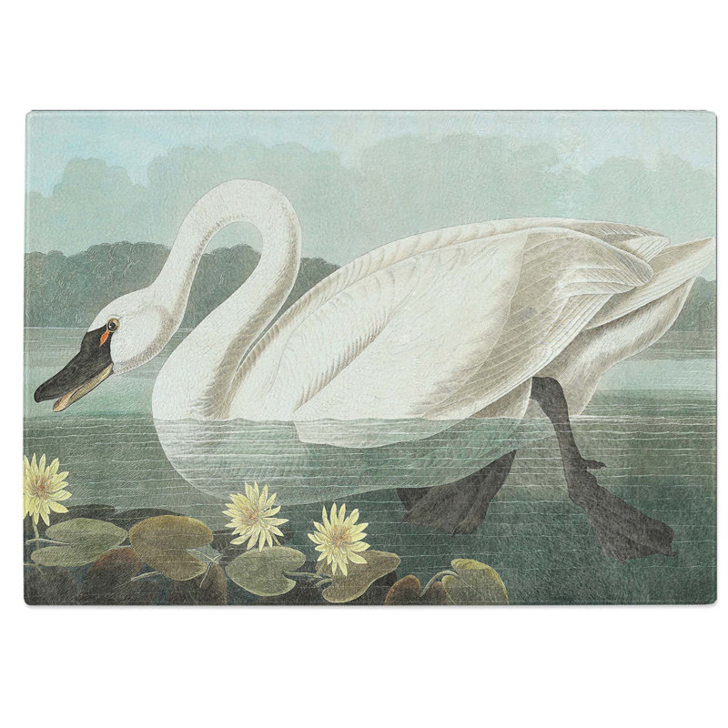 Tempered Glass American Swan Chopping Board, 39 cm W x 28.5 cm L