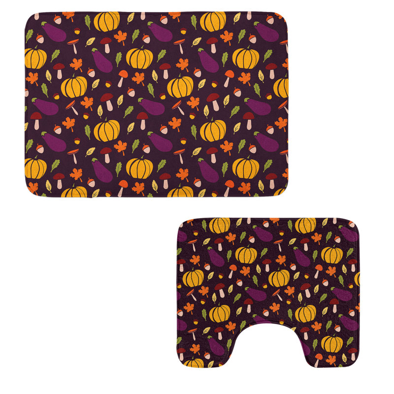  Ensemble de 2 tapis d'automne pour salle de bain Autumn