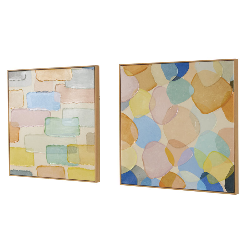 «Small Square Abstract», ensemble de 2 reproductions encadrées sur toile