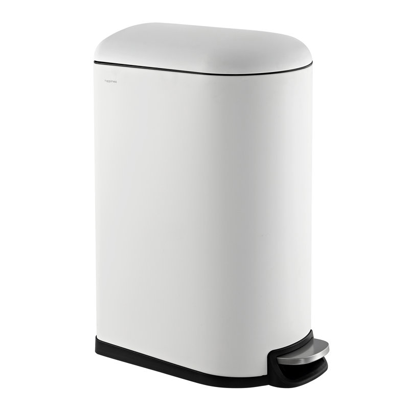 Poubelle à pédale en acier Roland, Blanc, 2,64 gallons