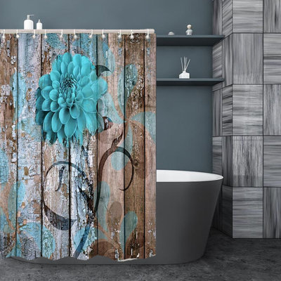 Floral Shower Curtain with Hooks Included