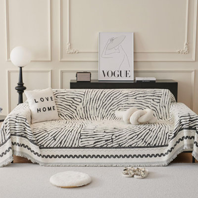 Line Knitted Sofa Cover Aesthetic Floral Couch Cover For 3 Cushion Couch Dog Pets Protector Cover Tassel Multi-Function Couch Cover For Sectional Decorative For Couch