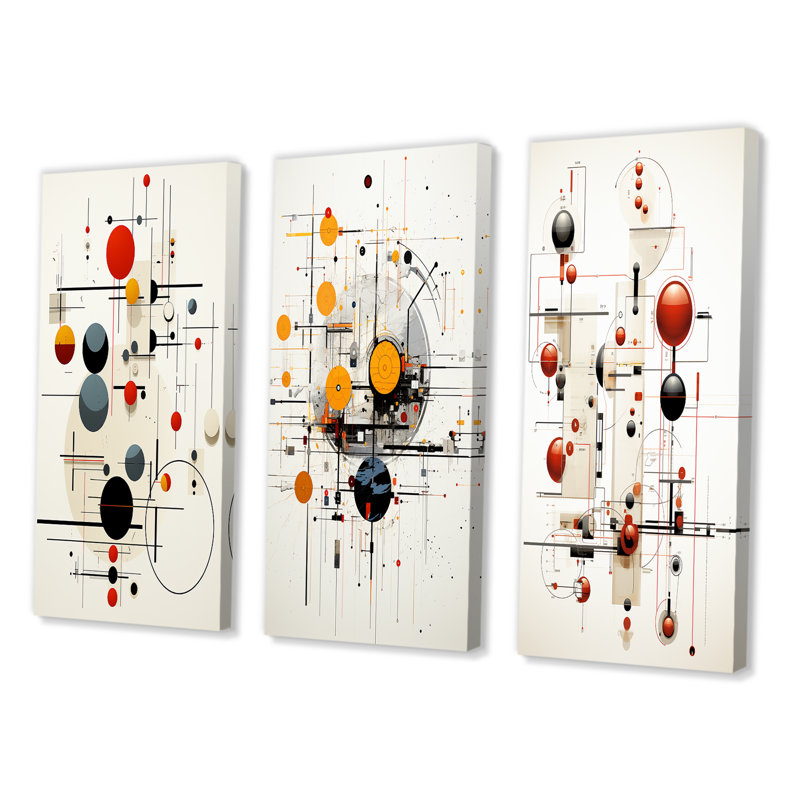 «Mystery Source codes Minimal Geometric I», 3 pièces, Toile tendue, H 28 po x l 36 po
