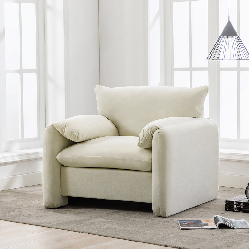 Fauteuil surdimensionné Chenille, Crème