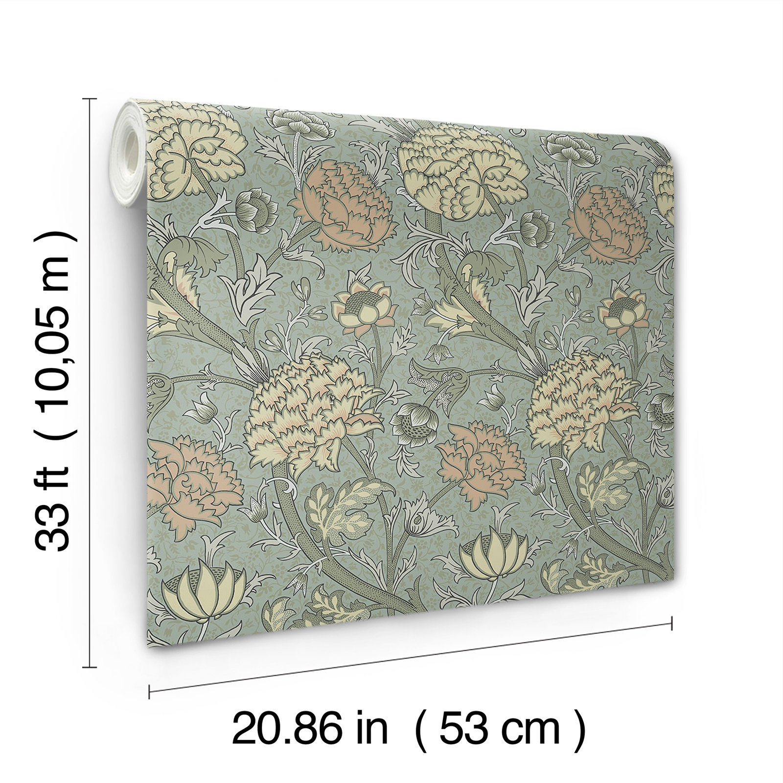 Floral Wallpaper, Light Blue
