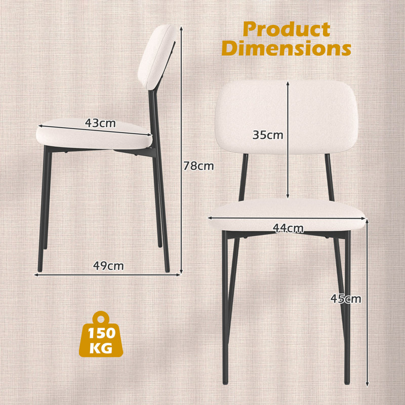 45cm H Upholstered Side Chair in Beige