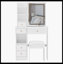 Petit meuble-lavabo de 29,2 po avec tabouret de bureau et tabouret rembourré à gauche 29,5 po, grande commande tactile, interrupteur tricolore, miroir à luminosité réglable, rangement à grande capacité, convient aux petits espaces-1545161362